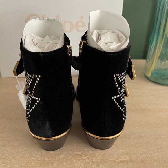 New Chloe Susanna Velvet Boots 36 Black Gold $1410 - Picture 3 of 10